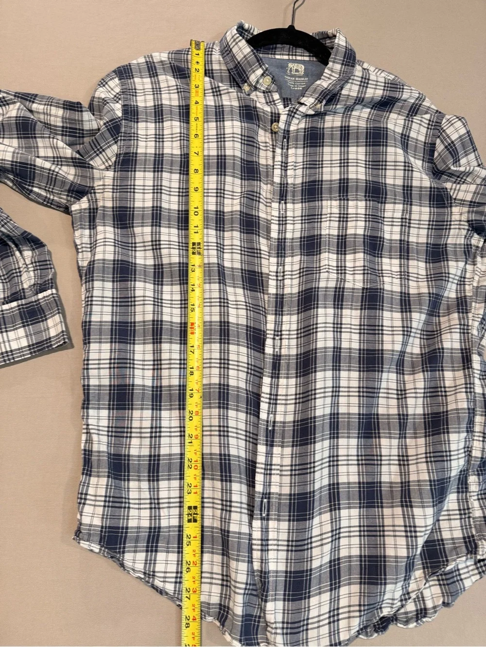 J. Crew Indian Madras Slim Button Down Shirt Mens Large Long Sleeve Lightweight